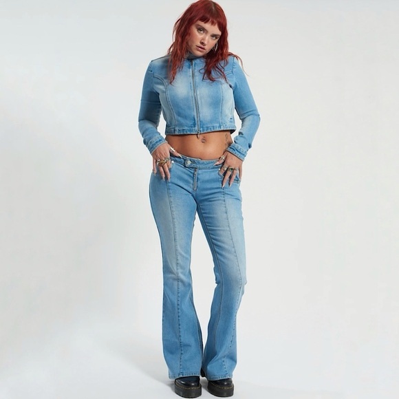 NWT The Ragged Priest Low Rider Bootcut Jean Flare Stretch Denim Light Blue 38 - Picture 1 of 16